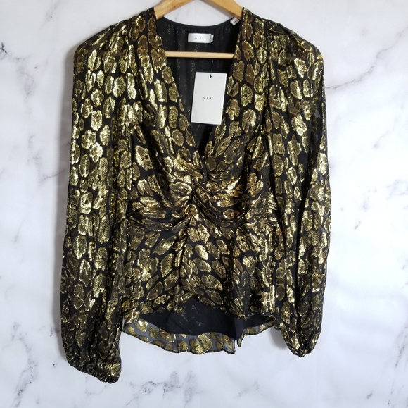 A.L.C Logan Long Sleeve Twist Front Blouse Top, 6 - Picture 9 of 16